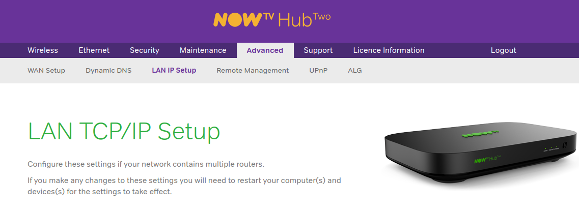 Router configuration page