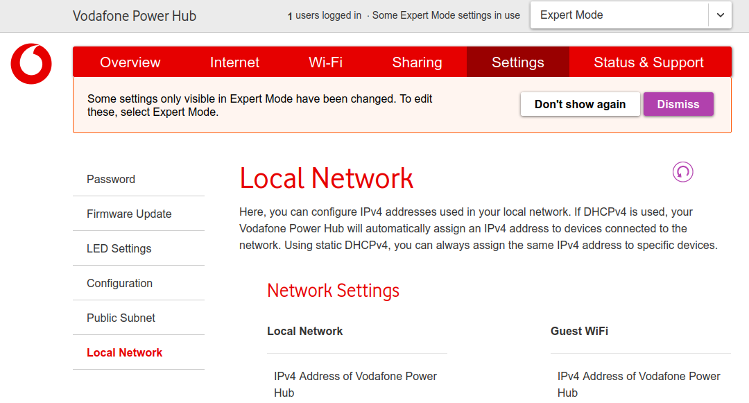 Router configuration page
