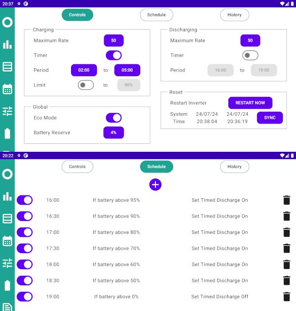 Flux tariff settings